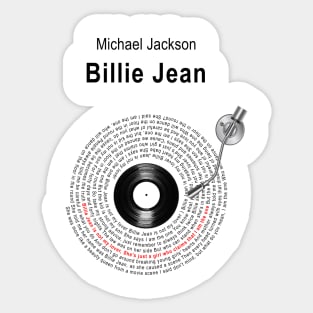 BILLIE JEAN LYRICS ILLUSTRATIONS Sticker